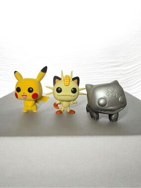 Pokemon FunkoPop Pikachu, Meowth, Bulbasaur Collectible Toys